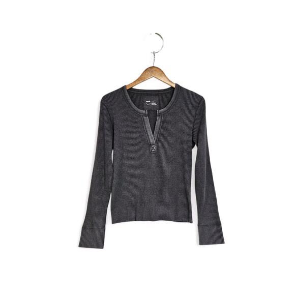 Aerie Dark Gray Fireside Long Sleeve Henley Notch V-neck T-Shirt Size XL NWT - Picture 1 of 8